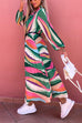 Trixiedress Tie Neck Long Sleeves Color Block Pleated Maxi Dress