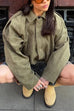 Trixiedress Lapel Zip Up Trendy Bomber Jacket