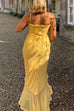 Trixiedress Spaghetti Strap Mesh Splice Draped Ruffle Maxi Dress