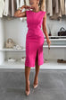 Trixiedress Crewneck Sleeveless Slit Bodycon Midi Dress