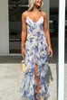 Trixiedress Cut Out Backless Frill Trim Slit Floral Print Maxi Cami Dress
