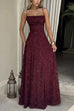 Trixiedress Spaghetti Strap Backless Lace-up Jacquard Maxi Dress