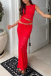 Trixiedress Sleeveless Cut Out Lace Top and Maxi Bodycon Skirt Set