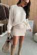 Trixiedress Crewneck Drop Shoulder Solid Casual Pullover Sweater