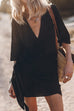 Trixiedress V Neck Tie Knot Cotton Linen Wrap Mini Dress