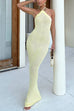 Trixiedress Halter Open Back Hollow Out Knit Bodycon Maxi Dress