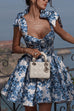 Trixiedress Bow Shoulder Floral Print A-line Mini Cami Dress