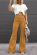 Trixiedress One Button Corduroy Flare Pants with Pockets