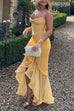 Trixiedress Spaghetti Strap Mesh Splice Draped Ruffle Maxi Dress