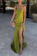 Trixiedress High Slit Back Drape Cascading Satin Maxi Cami Dress