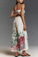 Trixiedress Floral Print Strapless Ruffle Tube Top and Smocked Waist Wide Leg Pants