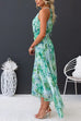 Trixiedress V Neck Waisted Cut Out Floral Pleated Maxi Dress