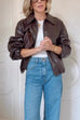 Trixiedress Lapel Zip Up Faux Leather Bomber Jacket