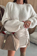 Trixiedress Crewneck Drop Shoulder Solid Casual Pullover Sweater