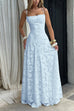 Trixiedress Spaghetti Strap Backless Lace-up Jacquard Maxi Dress