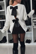 Trixiedress Crewneck Bow Back Cut Out Cozy Sweater