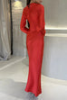 Trixiedress Round Neck Long Sleeves Satin Maxi Party Dress