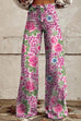 Trixiedress Leopard Floral Print Wide Leg Pocketed Pants