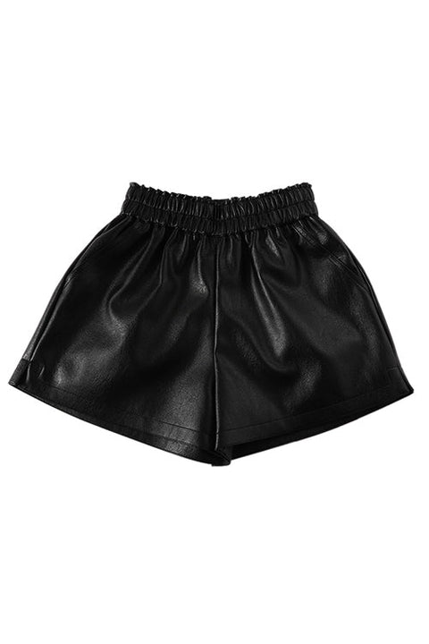 Trixiedress Elastic Waist Pocketed Faux Leather Shorts