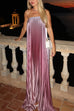 Trixiedress Strapless Tube Gradient Ombre Satin Maxi Party Dress