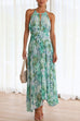 Trixiedress V Neck Waisted Cut Out Floral Pleated Maxi Dress