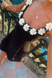 Trixiedress Strappy Floral Neckline Sleeveless Mini Dress