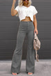 Trixiedress One Button Corduroy Flare Pants with Pockets