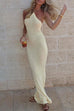 Trixiedress Halter Open Back Hollow Out Knit Bodycon Maxi Dress