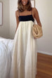 Trixiedress Backless Color Block Splice Swing Maxi Cami Dress