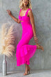 Trixiedress Sleeveless Cut Out Ruched Ruffle Bodycon Maxi Dress