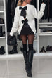 Trixiedress Crewneck Bow Back Cut Out Cozy Sweater
