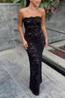 Trixiedress Strapless Lace Hollow Out Bodycon Maxi Dress