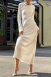 Trixiedress Round Neck Long Sleeves Satin Maxi Party Dress