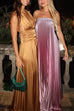 Trixiedress Strapless Tube Gradient Ombre Satin Maxi Party Dress