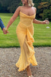 Trixiedress Spaghetti Strap Mesh Splice Draped Ruffle Maxi Dress