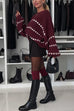 Trixiedress Lantern Sleeves Color Block Chunky Knit Sweater