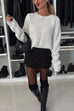 Trixiedress Crewneck Bow Back Cut Out Cozy Sweater