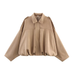 Trixiedress Lapel Zip Up Trendy Bomber Jacket