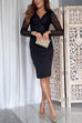 Trixiedress Wrap V Neck Sequin Patchwork Bodycon Party Dress