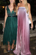 Trixiedress Strapless Tube Gradient Ombre Satin Maxi Party Dress