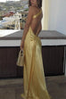 Trixiedress One Shoulder Open Back Tie Knot Satin Maxi Dress