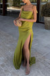 Trixiedress High Slit Back Drape Cascading Satin Maxi Cami Dress