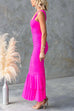 Trixiedress Sleeveless Cut Out Ruched Ruffle Bodycon Maxi Dress