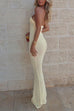 Trixiedress Halter Open Back Hollow Out Knit Bodycon Maxi Dress