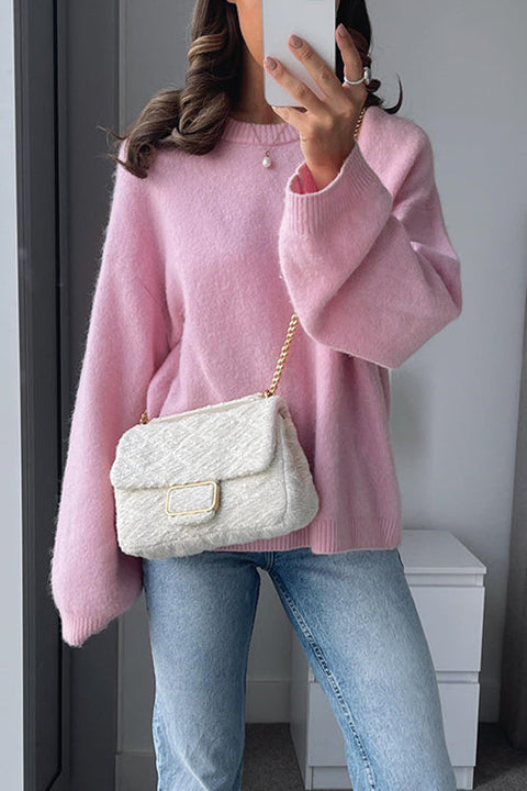 Trixiedress Crewneck Drop Shoulder Comfy Pullover Sweater