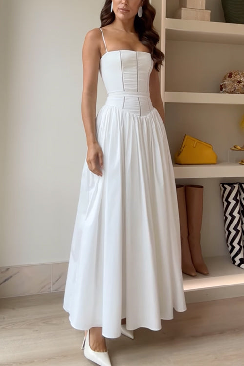 Trixiedress Spaghetti Strap Corset Swing Maxi Dress