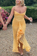 Trixiedress Spaghetti Strap Mesh Splice Draped Ruffle Maxi Dress