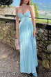 Trixiedress Strapless V Neck Corset Pleated Maxi Dress