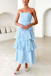 Trixiedress Strapless Ruffle Layered Maxi Dress