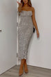 Trixiedress Spaghetti Strap Sequin Midi Party Dress